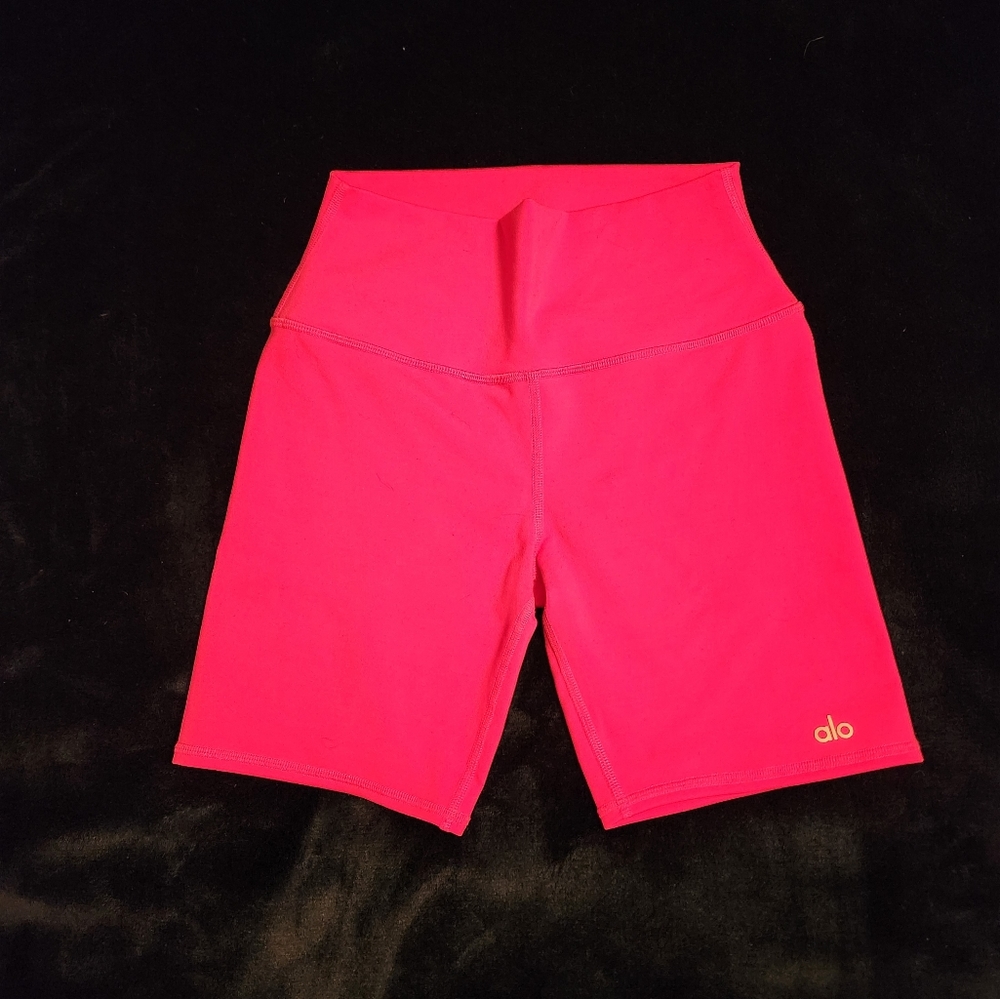 Alo Yoga women's hot pink biker shorts